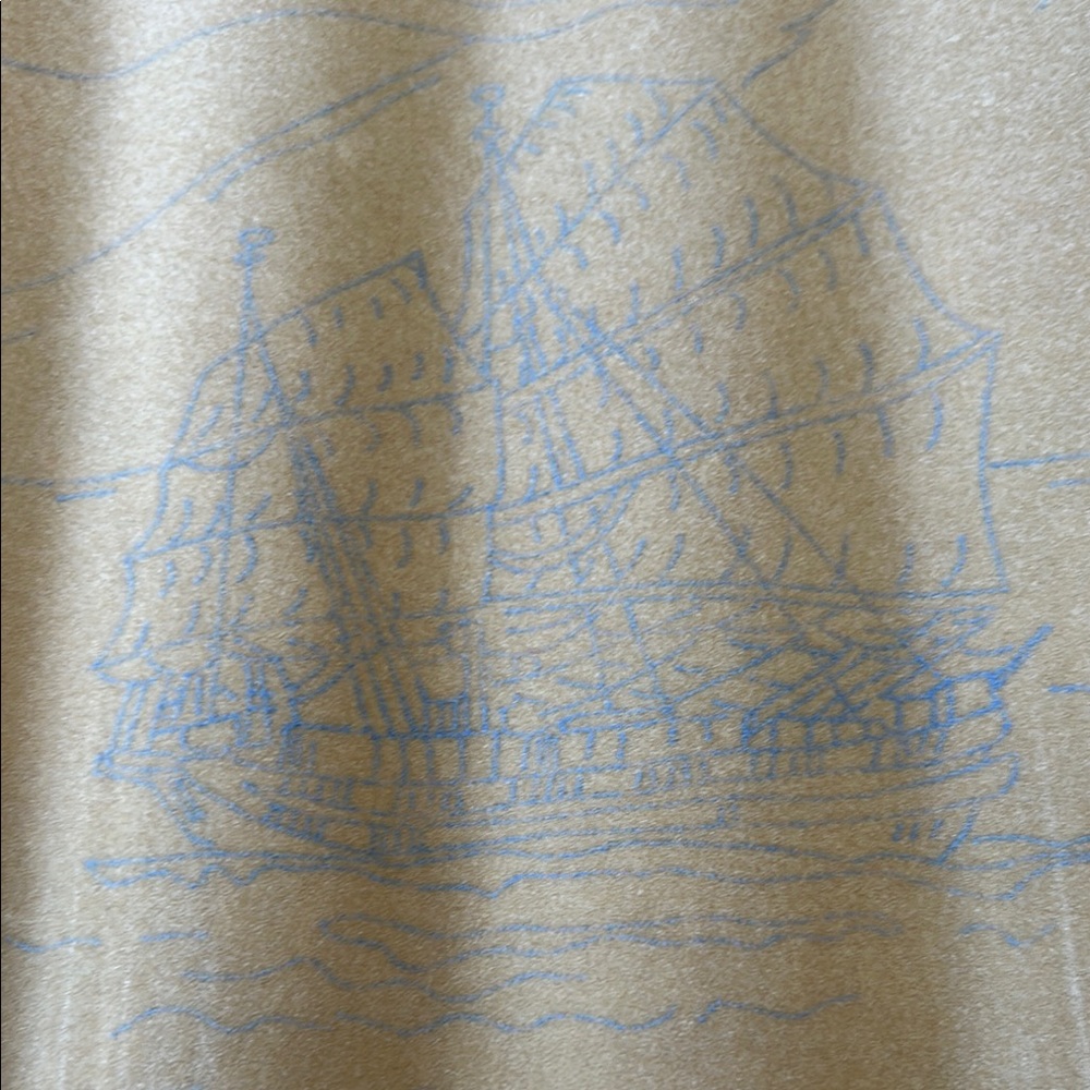 Velvet Beige fabric with an Oriental print for painting. Blue outline guide.
